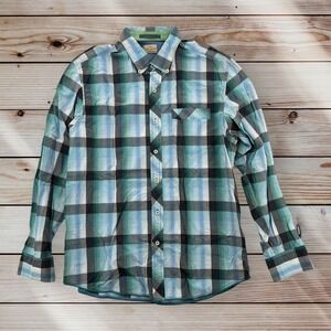 Tommy Bahama Jeans Shirt Mens Large Button Down Blue Plaid Long Sleeve Cotton